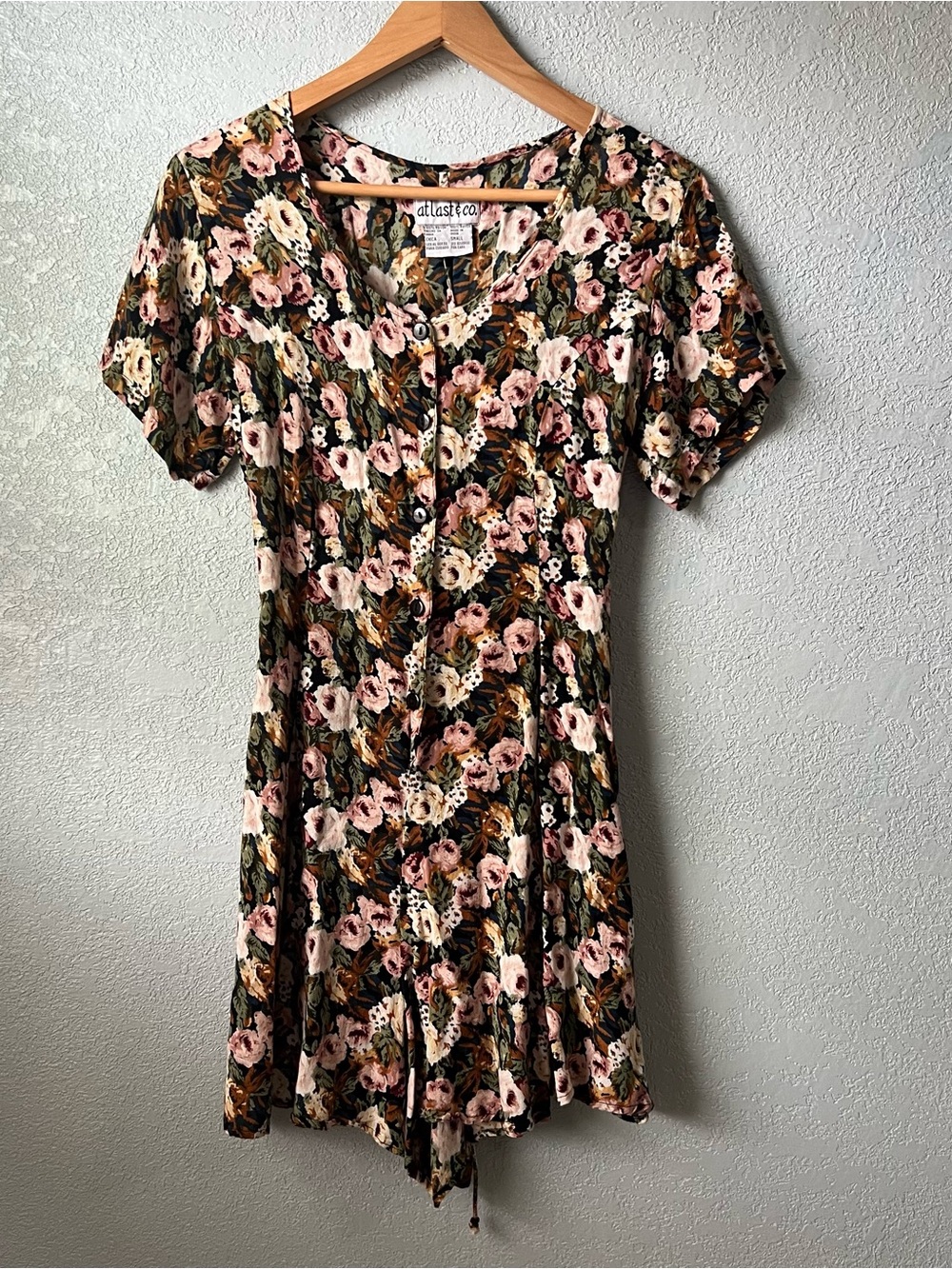 Vintage Atlas & Co Floral Rayon Midi Dress Small Cottagecore 90s Grunge S